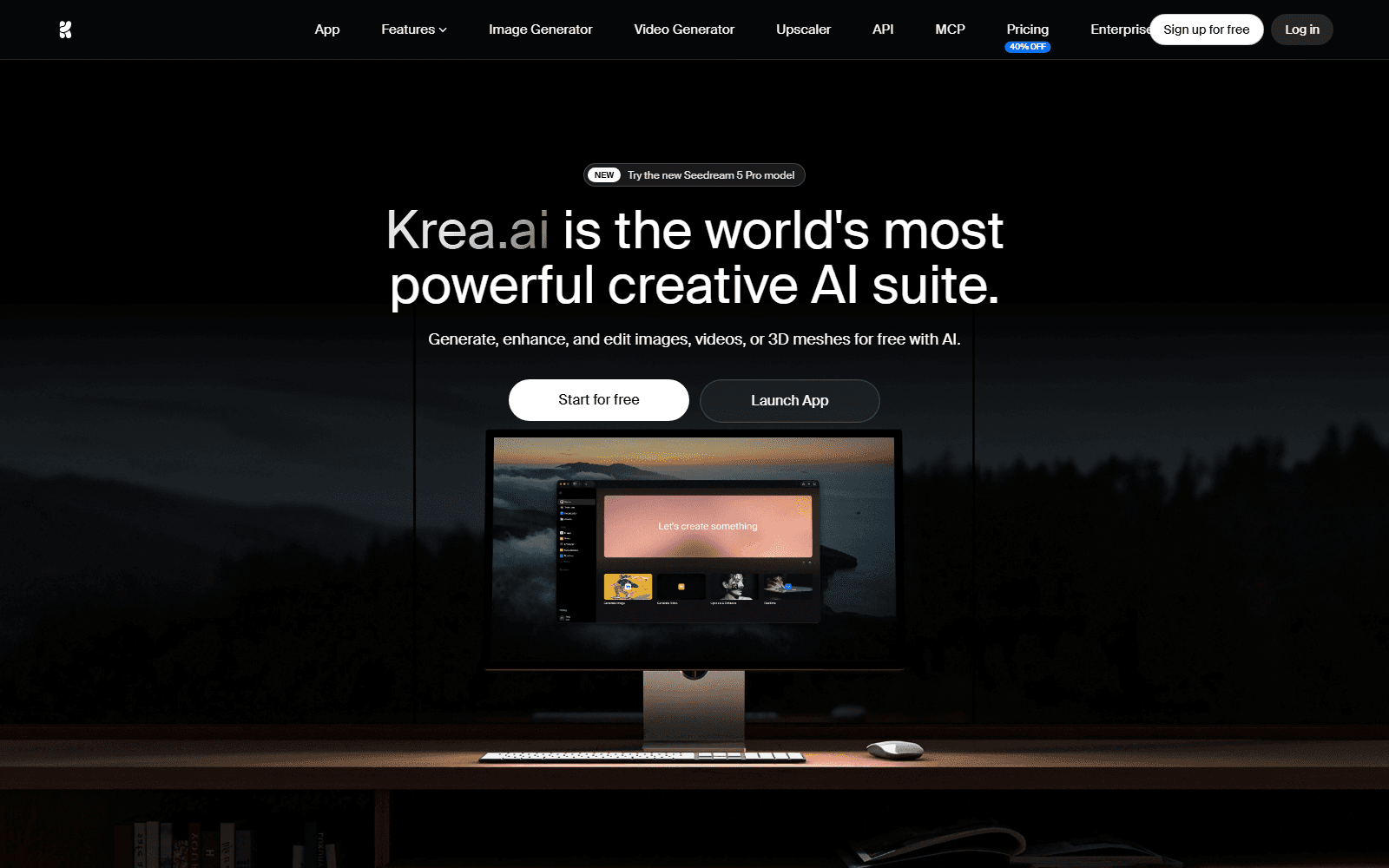 Krea homepage screenshot