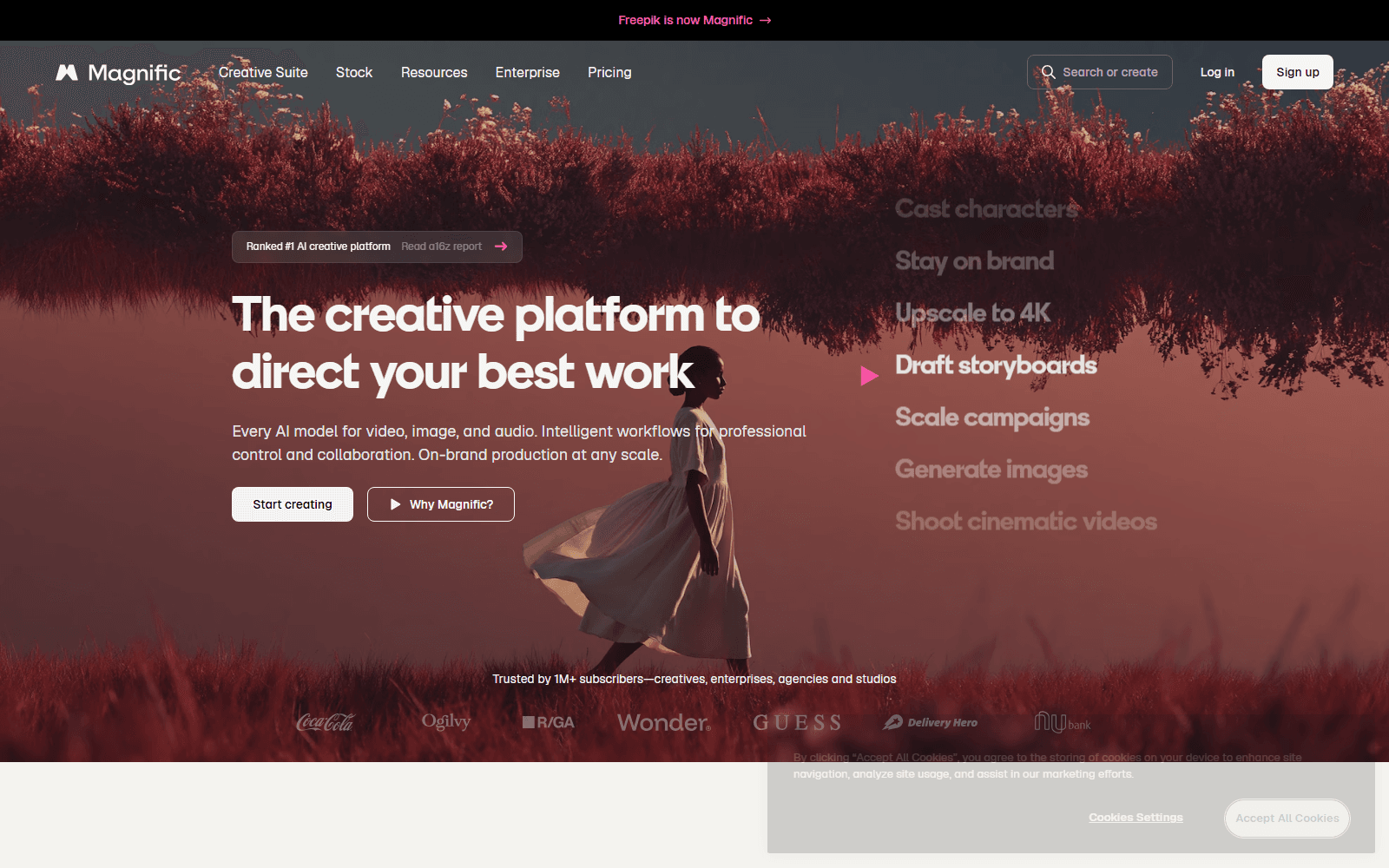 Magnific (formerly Freepik) homepage screenshot