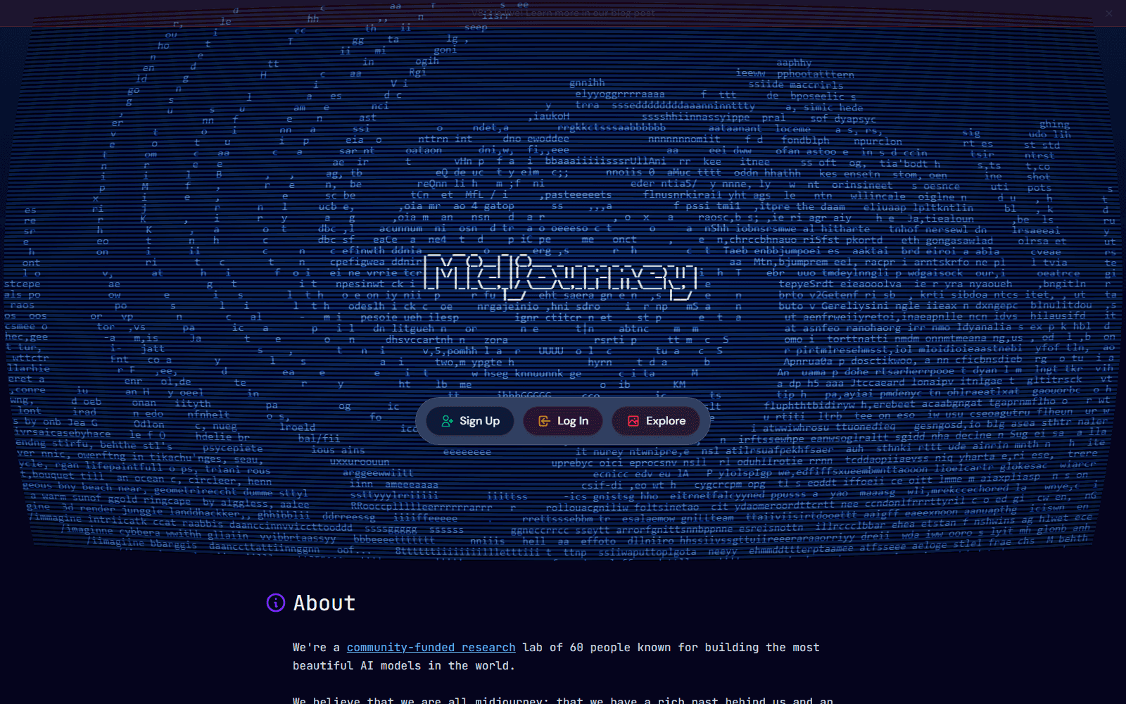 midjourney homepage screenshot