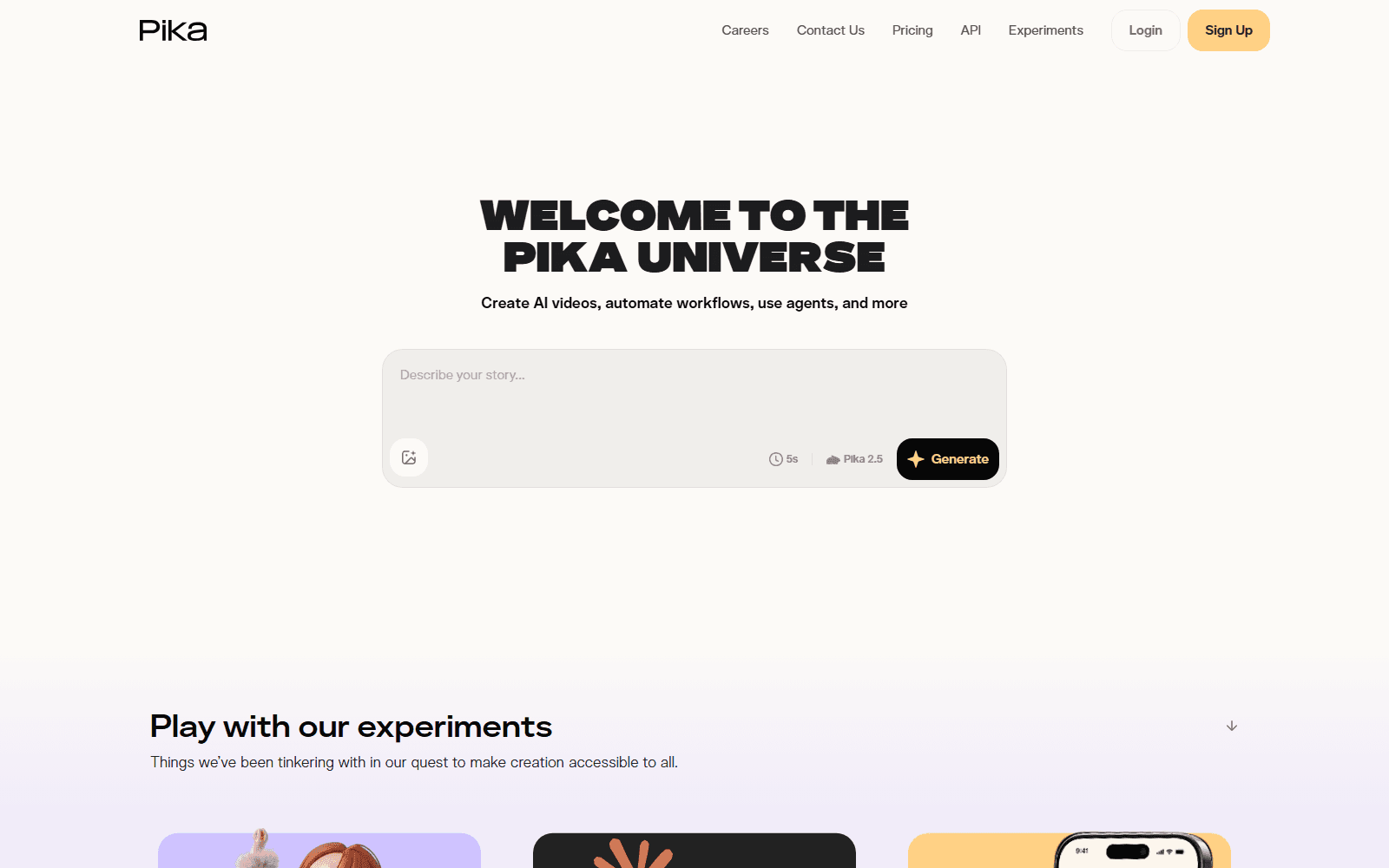 Pika homepage screenshot