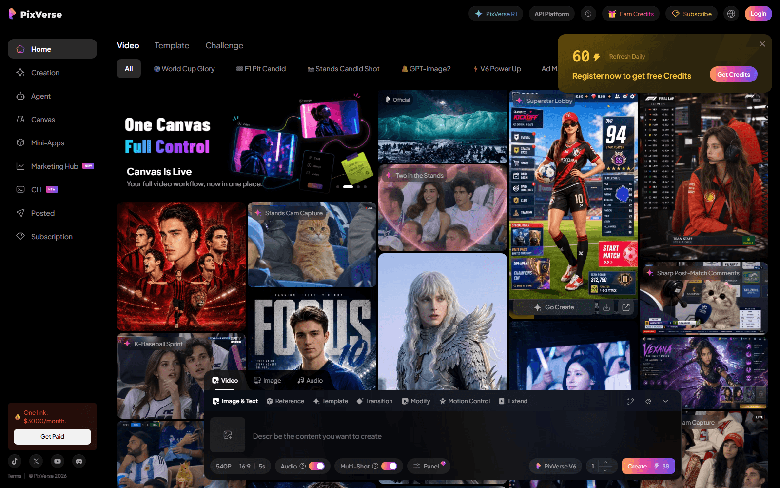 PixVerse homepage screenshot