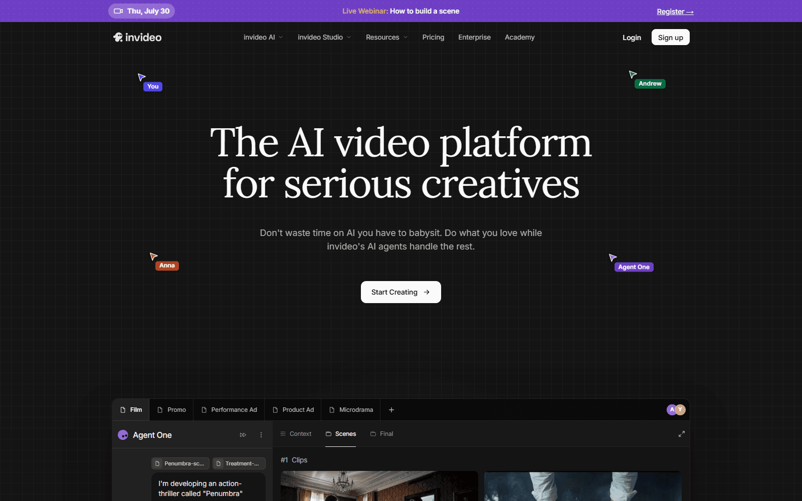 invideo homepage screenshot